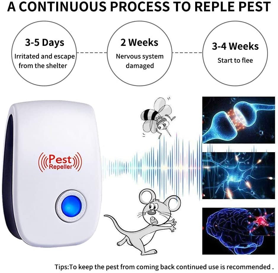 Ultrasonic Pest Repeller Plug In Indoor Usage Reject Pest Controller For Insects Bug Mice Flea Ants Mosquitoes Spider Repellent 6 Packs Walmart Com Walmart Com