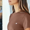 thumbnail image 5 of Dalix Lil Heart Face Embroidered Lightweight Relaxed Jersey Tee Summer Cute Short Sleeve T Shirt Womens in Chestnut M Medium, 5 of 5