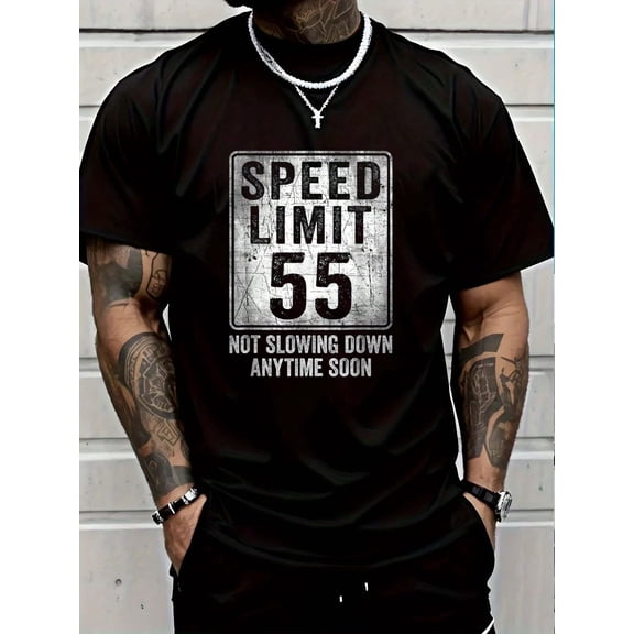 100% Cotton 55th Birthday Speed Limit Sign Funny 55 Year Old Man Woman T-Shirt