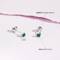 thumbnail image 4 of Bezel Set Simulated Emerald Toddler Screw Back Earrings 14k White Gold, 4 of 6
