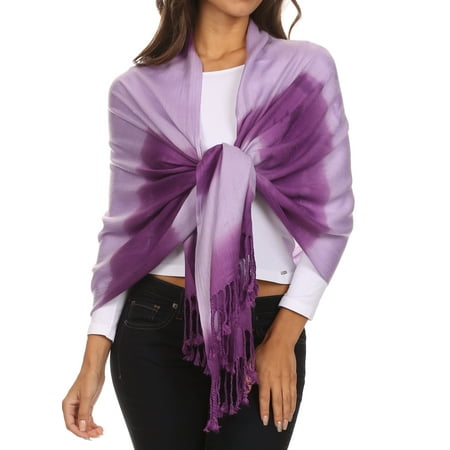 Sakkas Vicki Trendy Ombre Stripe Tie Dye Pashmina/ Shawl/ Wrap/ Stole - Purple - OS