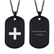 Personalized Greek Cross Necklace for Men Women,Stainless Steel Name Quote Custom Cross Dog Tag Christian Necklace Baptism Religious Jewelry with Silicone Silencer