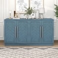 thumbnail image 3 of TUANLUO Blue Buffet Sideboard Cabinet, Accent Cabinet with 4 Doors, Buffet Cabinet with Adjustable Shelves, Wood Storage Cabinet Furniture for Kitchen Dining Room Living Room, 60"L x 16"W x 32"H, 3 of 10