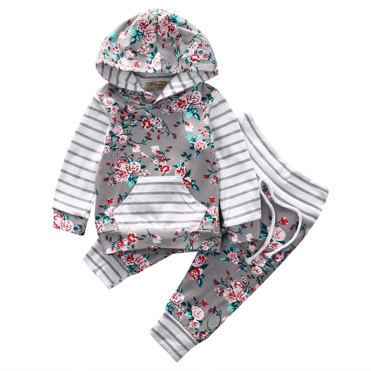 Toddler Baby Girls Clothes Floral Tops Shirt Flower Hoodie Pants Outfit Set Fall Clothes