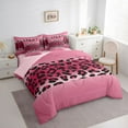 thumbnail image 3 of jejeloiu Cartoon Cheetah Pattern 7pcs Bedding Comforter Set,Modern Geometric Striped Queen Bedding Sets,Pink Black Queen Sheet Sets For Girl Teens,Breathable Home Decor Reversible, 3 of 8