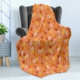 thumbnail image 4 of Bee Soft Flannel Fleece Throw Blanket, Pixel Inspired Hexagon Honeycomb Texture with Gradient Orange Shades Geometry Theme, Cozy Plush for Indoor and Outdoor Use, 60" x 80", Multicolor, by Ambesonne, 4 of 5