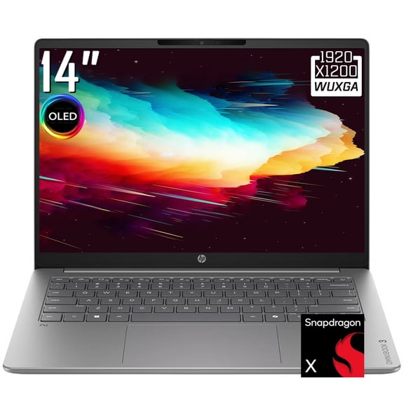 HP OmniBook 3 AI Laptop, 14" 2K 1920 x 1200 OLED Display, Snapdragon X X1-26-100, FHD IR Webcam, Wi-Fi 6E, Backlit Keyboard, Windows 11 Home (16GB DDR5 RAM | 256GB SSD)