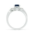 thumbnail image 2 of Angara Natural 1 Ct. Blue Sapphire with Diamond Three Stone Ring in 14K White Gold for Women (Ring Size: 12), 2 of 12