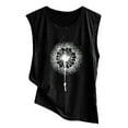 thumbnail image 4 of SMihono Deals Fashion Ladies Blouse Shirts Dandelion Print Loose Fit Casual Summer Trendy Girls Tunic Tank Tops for Women Sleeveless Comfy Crew Neck Female Leisure Black L, 4 of 4