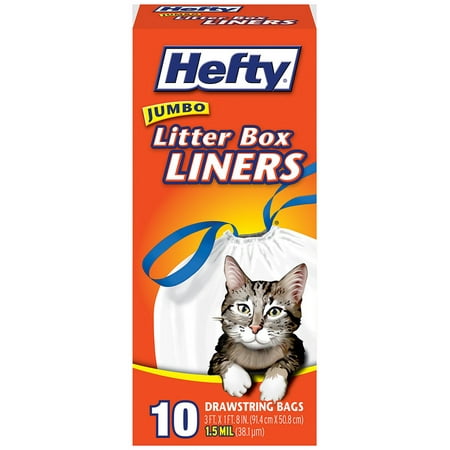 Hefty Jumbo Litter Box Liners, 10 count