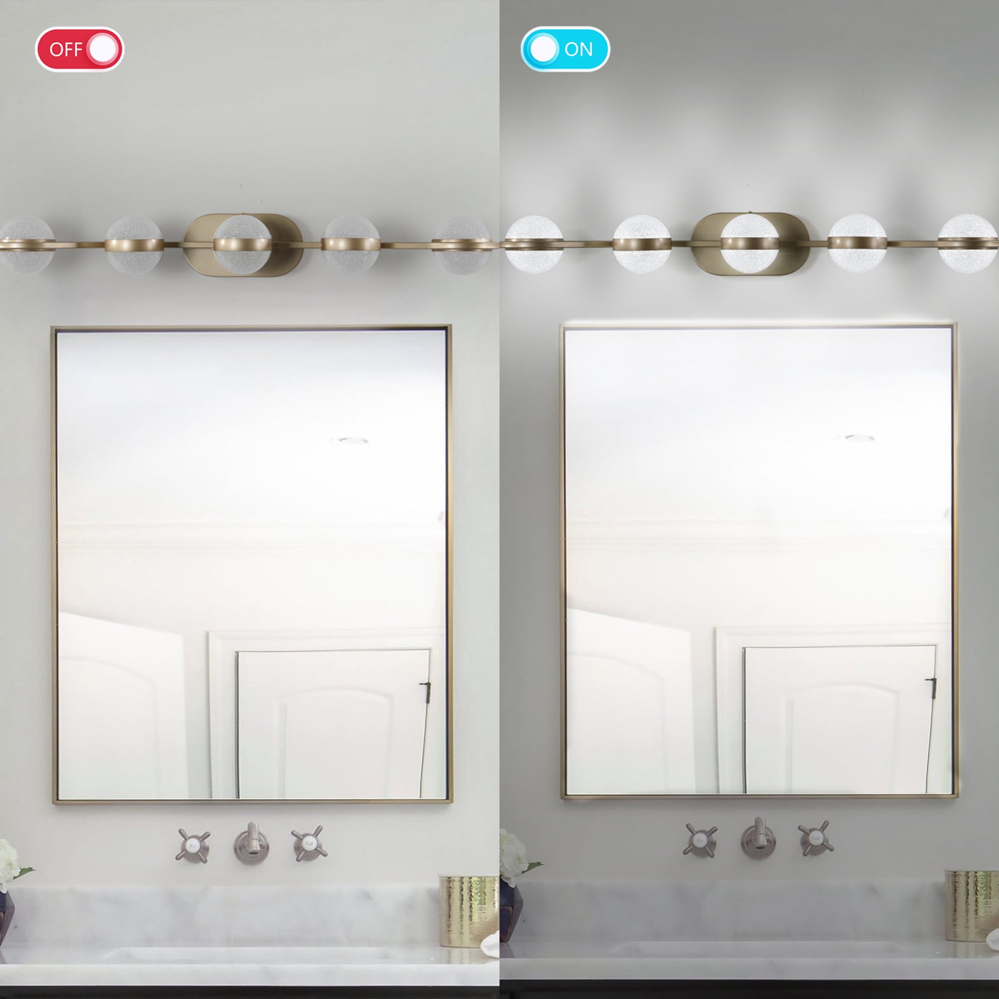 Jopath Bathroom Vanity Light, 5-Light Crystal Sand Acrylic Shades, Wall Mounted Decorative Lighting Fixture for Bathroom Vanity Mirror (Champagne Gold)