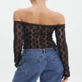 thumbnail image 4 of Lace Crop Tops for Women with Long Sleeves and Off-Shoulder Design, 4 of 5