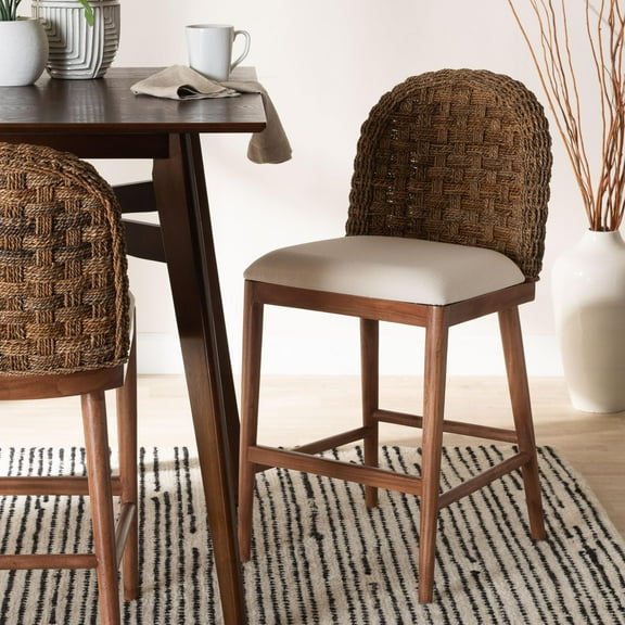 bali & pari Denver Boho Counter Stool, Walnut Brown