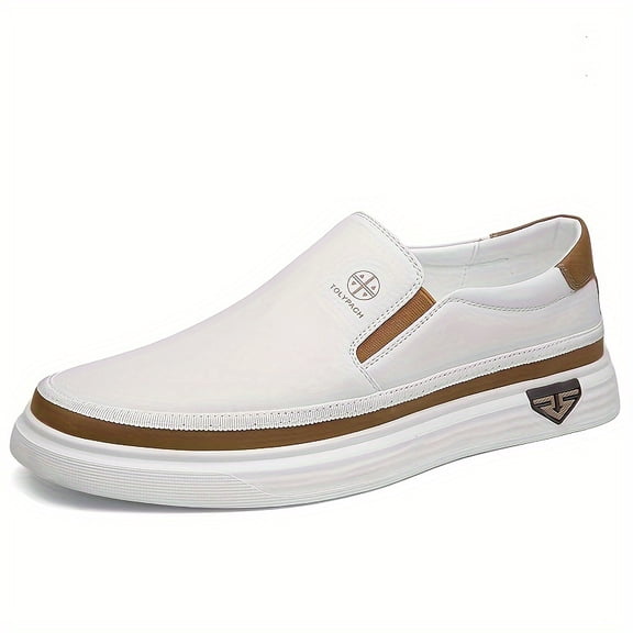 Men's Solid Color Slip On Loafer Shoes,  Walking Shoes for Men's Outdoor Activities Comfy Non Slip Casual Durable
