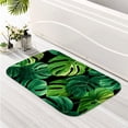 thumbnail image 6 of Green Tropical Leaves 16x24 Flannel Bath Mat for Bathroom, Anti-Slip Backing Soft Bathroom Rug, Washable Water Absorbent Mat, 6 of 9