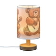 thumbnail image 2 of Teddy Bears Guitas Leaves Music Table Lamp USB Bedside Desk Nightstand Lamp Printed Gifts Small Lamp Wood Base for Bedroom Living Room Kids Room College Dorm, 2 of 7