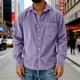 thumbnail image 4 of Camisa Casual de Manga Larga de Corduro de Ajuste Suelto para Hombres con Cuello Girable para el Uso Diario Y Trajes Elegantes, 4 of 6