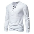 thumbnail image 2 of Yuyuzo Men Basic Tops Long Sleeve 1/4 Button Notch V Neck Cozy Fall Casual Shirts Blouse Solid Color, 2 of 5