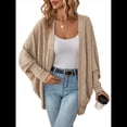 thumbnail image 3 of Suéter Cárdigan Extragrande de Punto Suave para Mujer con Bolsillos Caqui XXL, 3 of 10
