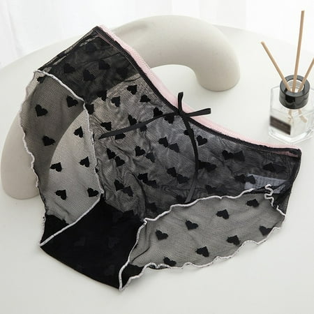 

Promotion! Summer Girls Kawaii Princess Briefs Cute Love Lace Transparent Cotton Inner Crotch Panties Sexy Thin Breathable Girl Underwear Black XL