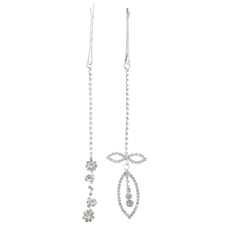 

2 Pcs Hair Accessories Head Jewelry for Wedding Silver Headpiece Rhinestone Bobby Pins Bride Miss Alloy