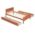 thumbnail image 5 of Twin Size Wood Platform Bed with 4 Drawers and Streamlined Headboard & Footboard, Oak, 5 of 9