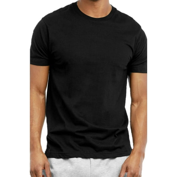 Men's Soft 100% Cotton Light Weight Crew Neck Short Sleeve T-Shirt, Black S, 1 Count, 1 Pack