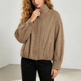 thumbnail image 2 of Norvella Womens Oversized Sweatshirt Houndstooth Print Mock Neck Long Sleeve Drawstring Hem Relaxed Fit Pullover Fall Casual Top, 2 of 9