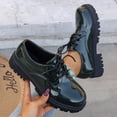 thumbnail image 2 of Women's Platform Oxfords for Women Trendy Round Toe Patent Leather Lace Up Chunky Heel Shoes Comfortable Thick Sole Casual Dress Shoes Spring Summer Fashion Plus Size Wide Width Black Shoes for Women, 2 of 10