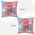 thumbnail image 3 of Fotbe Pastel Pink Beach Cafe Pattern Velvet Decorative Throw Pillow Covers with Elegant Piping, Soft Plush Cushion Cover for Sofa, Bed, Car, Office-20"x20", 3 of 8