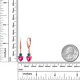 thumbnail image 2 of Gem Stone King 18K Rose Gold Plated Silver Pink Created Sapphire London Blue Topaz and White Lab Grown Diamond Drop Dangle Earrings for Women (3.49 Cttw, Heart Shape 7MM, Round 4MM), 2 of 4