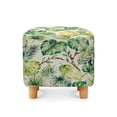 thumbnail image 2 of SCRAWLGOD Vintage Tropical Leaf Print Green Beige Stretch Ottoman Cover Square Ottoman Slipcovers Furniture Protector, Storage Stool Furniture Protector with Elastic Bottom for Foot Stool, 2 of 7