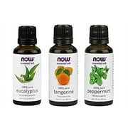 Now Foods Mental Focus Pack - Eucalyptus, Peppermint, & Tangerine Oil 1OZ Each