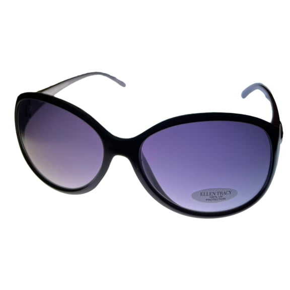 Ellen Tracy Womens Black Plastic Rectangle Sunglass, Gradient Lens 547. 4
