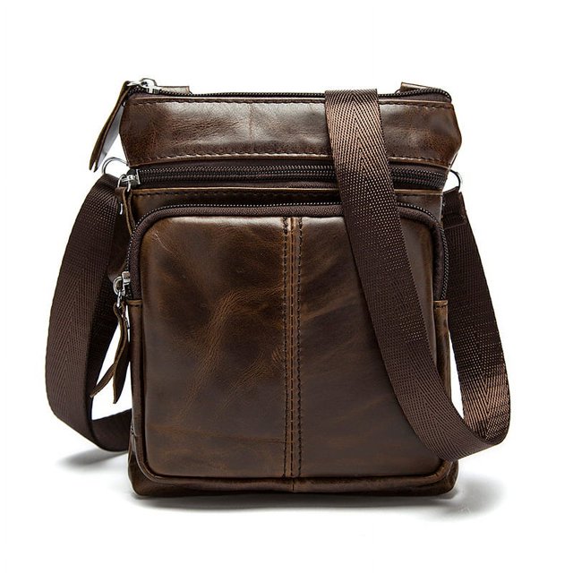 Bolso de hombro para hombre Bolso de cuero genuino para hombre Bolso pequeño informal Bolso bandolera de cuero de vaca Bolso bandolera para hombre