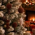 thumbnail image 4 of Eolstice Flocked Christmas Ball Ornaments Set, 30 Pieces Multiple Styles, Christmas Tree Decoration for Home Party, Holiday Xmas Tree Decor Ornament, 4 of 9