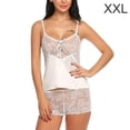thumbnail image 1 of Conjunto de ropa de dormir de 2 piezas para mujer, sexy, con cuello en V, espalda descubierta, pantalones cortos, ropa de dormir, blanco, XXL Inevent XX000230-25, 1 of 7