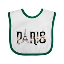 Inktastic Paris Eiffel Tower with Flowers Boys or Girls Baby Bib