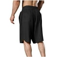 thumbnail image 3 of Maean Men Cotton Linen Shorts 7 Inch Elastic Waist Drawstring Shorts Stretch Summer Beach Shorts with Pockets, 3 of 5