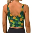 thumbnail image 3 of Haiem Pineapples with Palm Leaves Pattern Womens Sports Bra - U Neck Padded Low Impact Yoga Bra Workout Crop Top Gym Moisture-Wicking Workout Vest -, 3 of 9