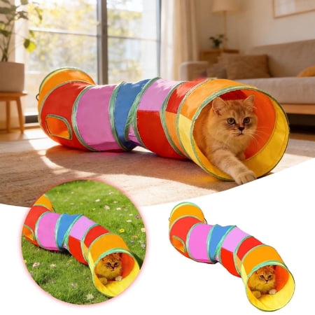 Cat Tunnel for Indoor Play Interactive Crinkle Tube with Hole for Small Pet Toy for Cats and Puppies Portable Indoor Exercise
