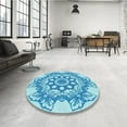 thumbnail image 4 of Ahgly Company Machine Washable Indoor Rectangle Transitional Blue Area Rugs, 3' x 5', 4 of 7