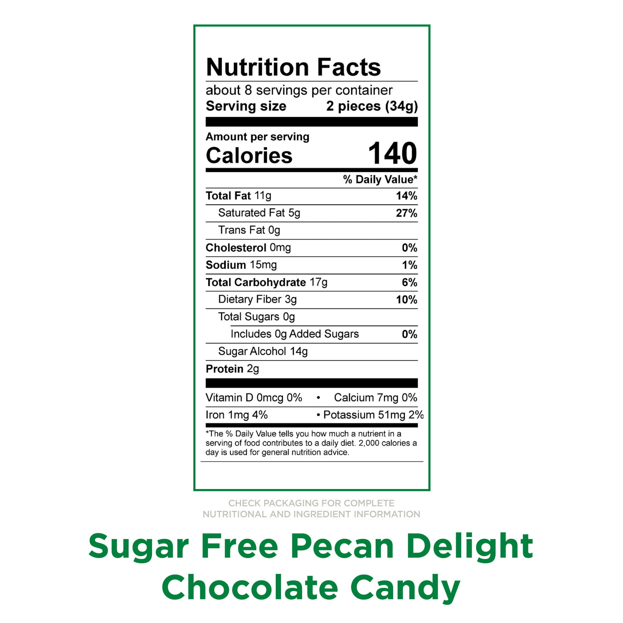 RUSSELL STOVER Sugar Free Pecan Delight Chocolate Candy, 10 oz. bag (≈ 16 pieces)