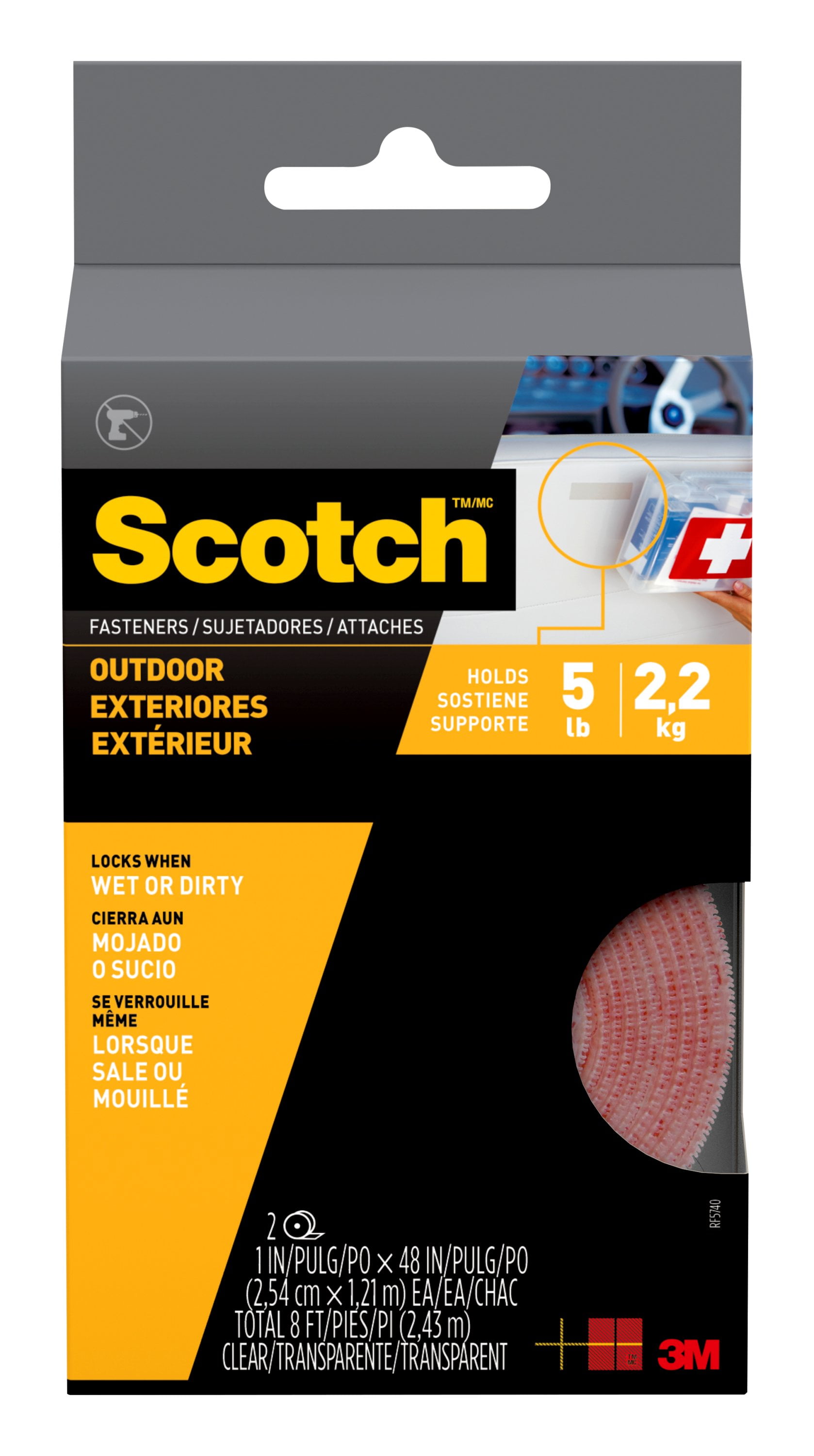 Scotch Outdoor Fasteners, 1 in x 4 ft, 1 Set of Fasteners Walmart