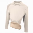 thumbnail image 1 of Splozh Chandail d'Automne 2025 pour Femmes à Manches Longues, Col Rond, Uni, Mince, en Peluche, chandail-Over Décontracté, Léger, Chaud, Beige, 2TG, 1 of 1