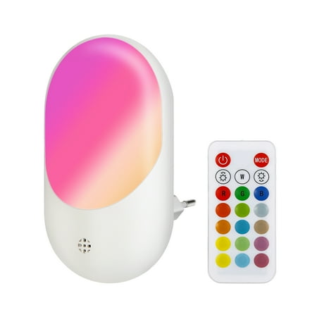 

Moobody RGB 16 Colors Socket Light with Remote Control Plug into Wall LED Night Light Brightness Adjustable Lamp for Stairway Bathroom Kids Room Garage Cabinet Bedroom Energy-Saving
