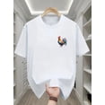 thumbnail image 1 of T-shirt Homme 100 % Coton avec Logo Papillon Rose Décontracté, 1 of 5
