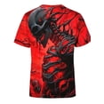 thumbnail image 3 of Men's 3D Skull Print Pattern T-Shirt - Creative Red and Black Design with Detail, Casual Polyester Crew Neck Short Sleeve T-Shirt, Pullover Style, 3 of 7