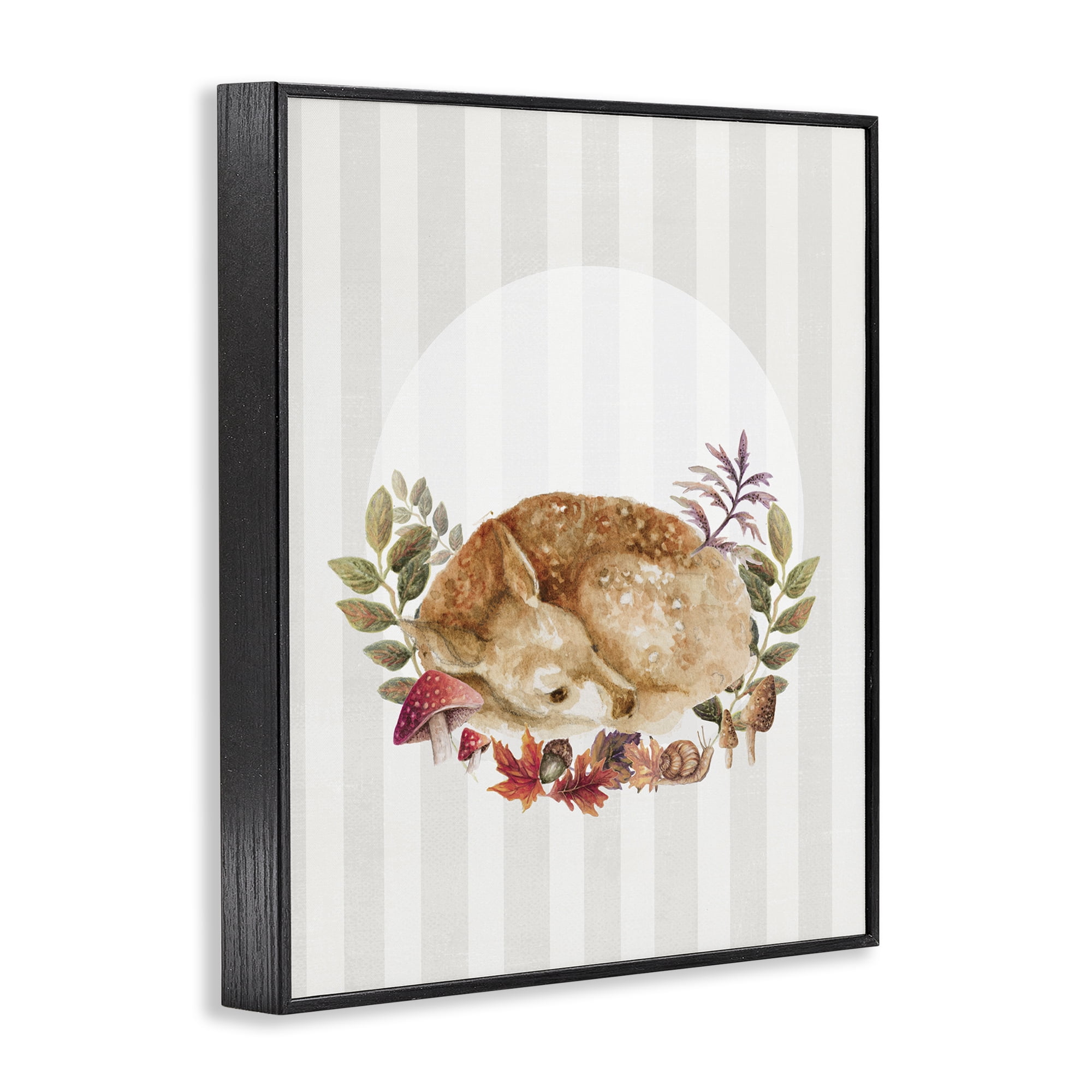 Stupell Industries Fawn on Stripes Animals & Insects Painting Black Framed Art Print Wall Art, 24 x 30