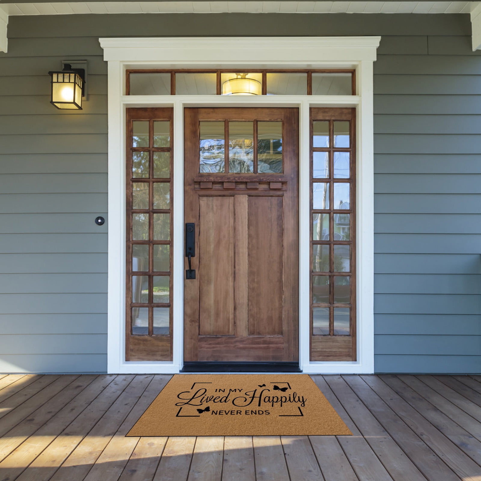 B Welcome Mat Coir Doormat Outdoor Entrance Artificial Fiber Non Slip Front Porch Patio Mat Decorative Heavy Duty Durable Indoor Outdoor Rug Easy Clean Shake Off 27.55X17.7X0.51In